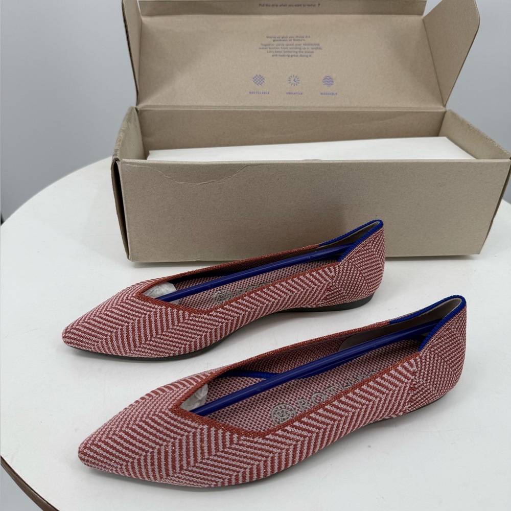 Rothy's Size 5.5 Retired Amber Metallic Herringbone Pointed Toe NEW 002-191 - Picture 8 of 16